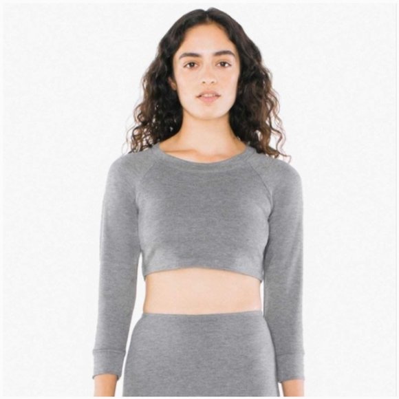 American Apparel Ponte 3/4 Sleeve Raglan Crop Top
